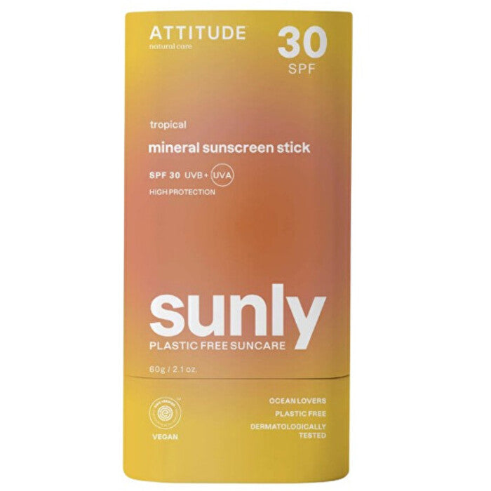 Attitude „Tropical Sunly Mineral Sunscreen Stick SPF 30“ – mineralinis apsauginis kūno pieštukas