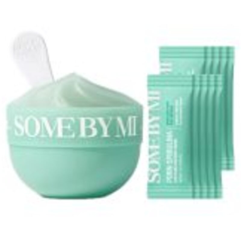 „Some By Mi PDRN SPIRULINA Soothing Sherbet Mask“ – raminanti veido kaukė su vėsinančiu poveikiu.