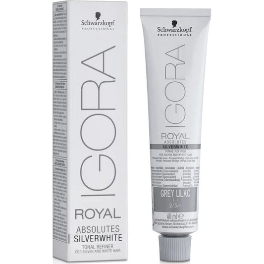 Schwarzkopf Professional Igora Royal SilverWhite Permanent White Refining Color Creme - pusiau permanentinė spalva, skirta šviesiai tonuoti baltus plaukus. 60ml