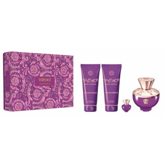 Versace Dylan Purple pour Femme dovanų rinkinys EDP 100 ml, dušo gelis 100 ml, kūno losjonas 100 ml ir mini EDP 5 ml
