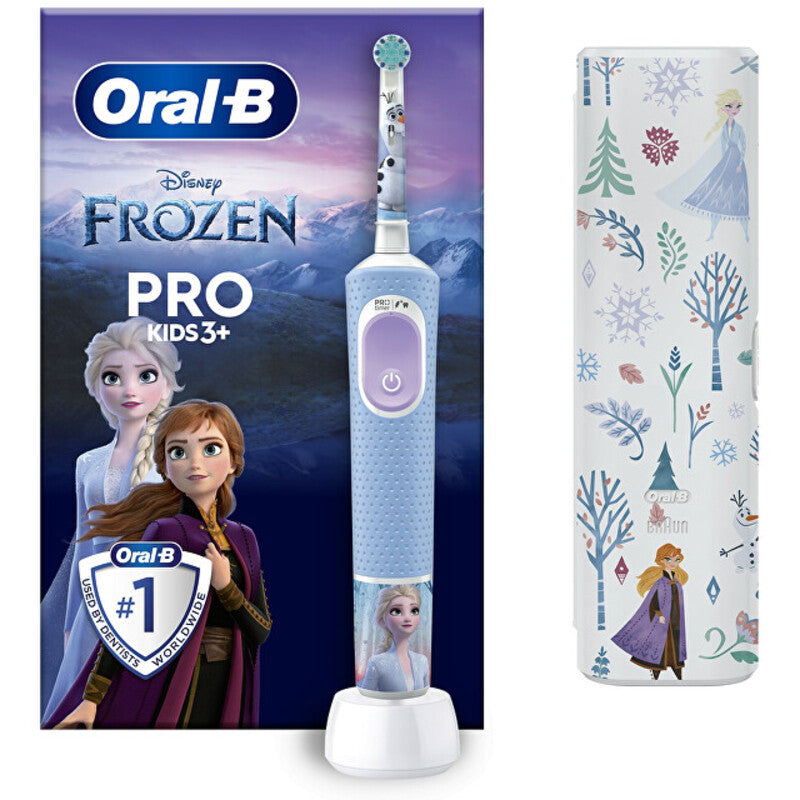 „Oral B Vitality Pro Kids Frozen“ elektrinis dantų šepetėlis su kelioniniu dėklu