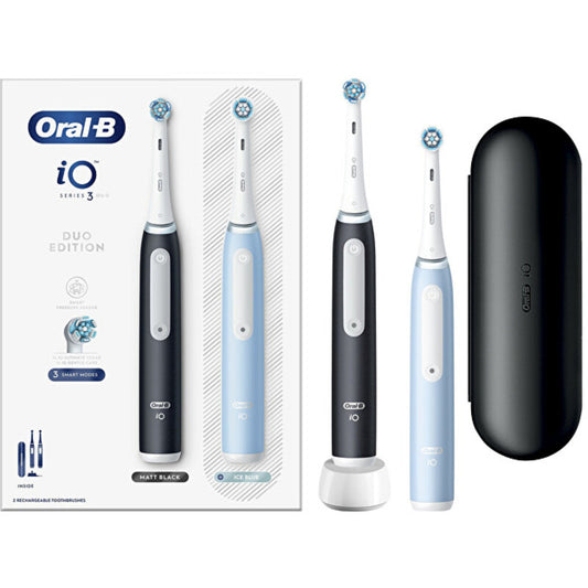 „Oral B iO Series 3 Duo“ (juodas/mėlynas) – elektrinis dantų šepetėlis