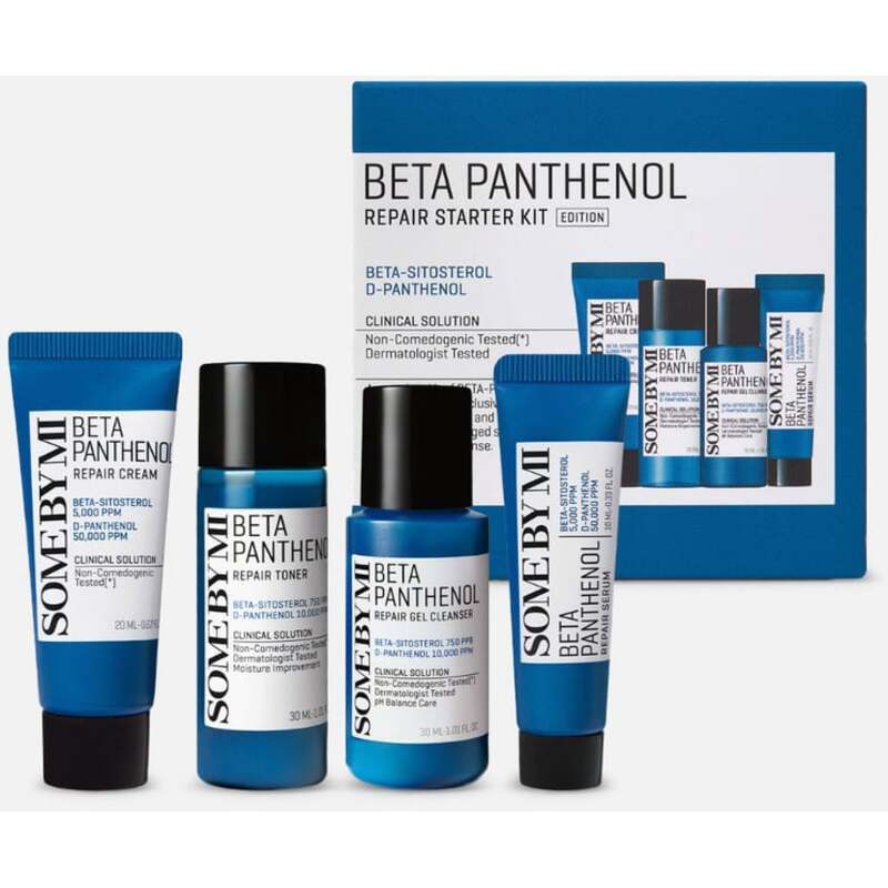 „Some By Mi Beta Panthenol Repair Starter Kit“ rinkinys jautriai odai nuraminti ir sustiprinti.