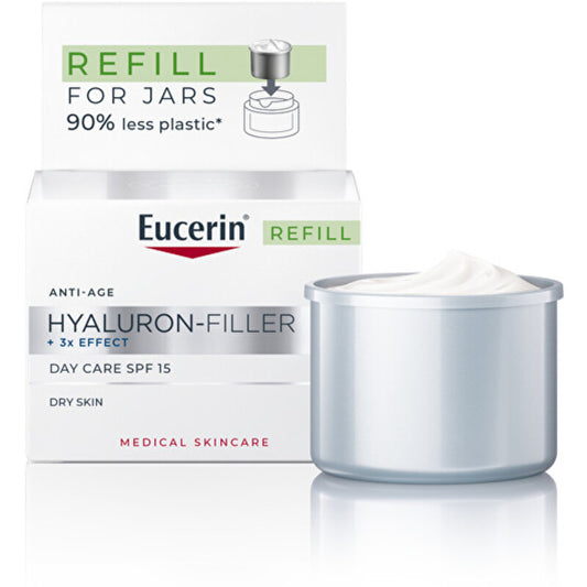 Eucerin „Hyaluron-Filler+3x Effect“ dieninės priežiūros papildymas SPF 15 – kremo brandžiai odai papildymas